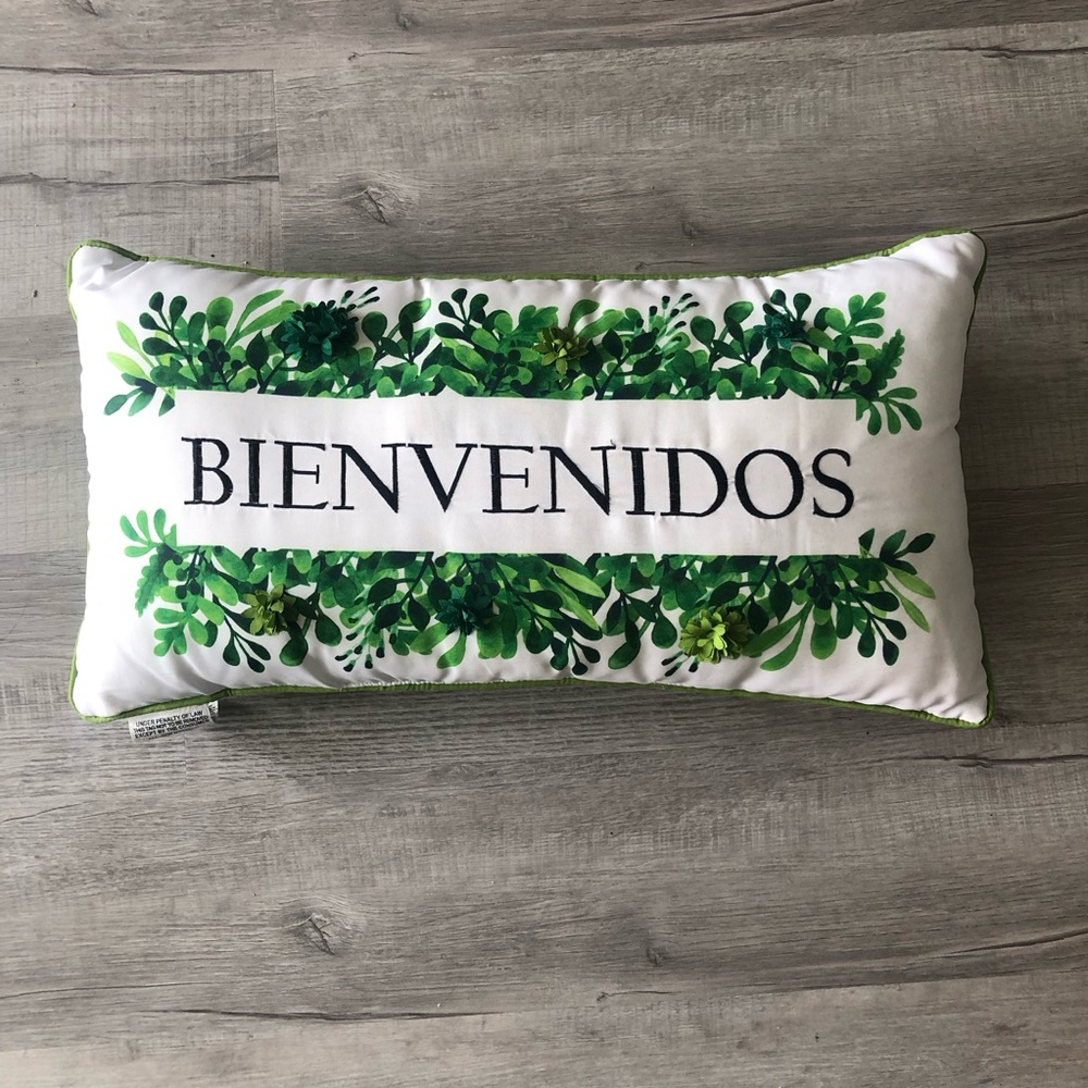 Decorative pillow. Bienvenidos ( Welcome, in Spanish)